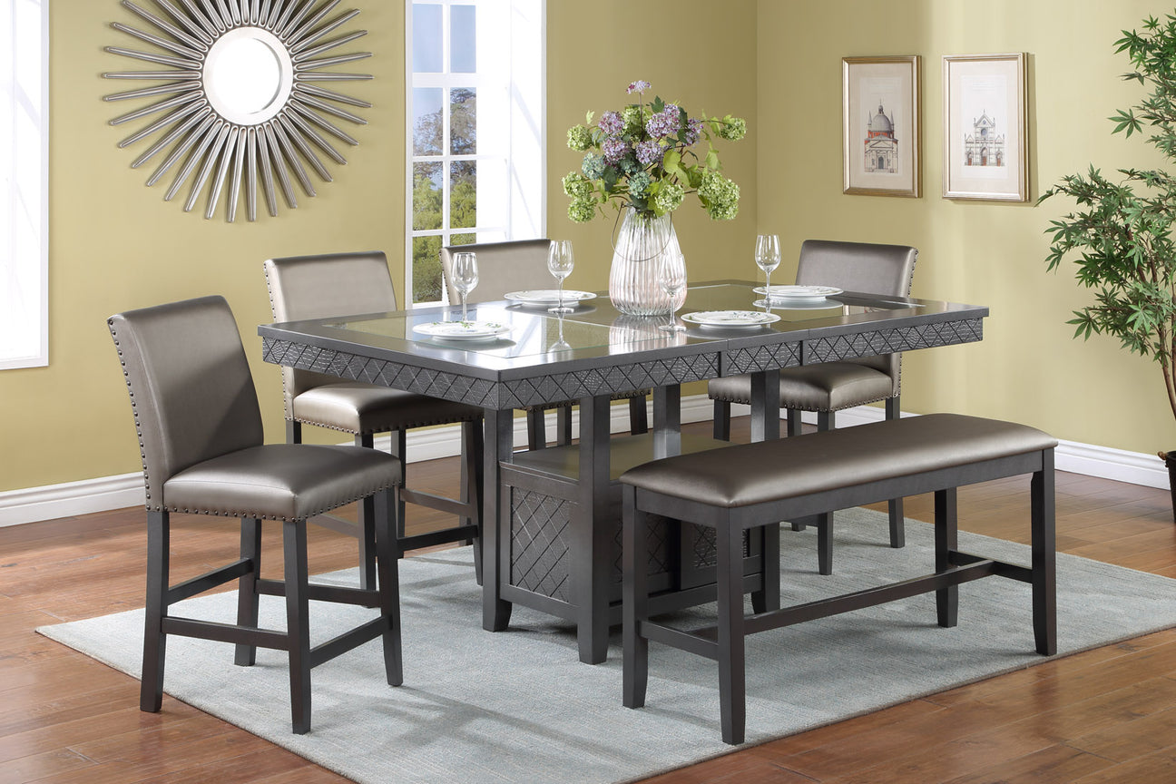 Bankston Gray Counter Height Dining Set from Crown Mark - Luna Furniture