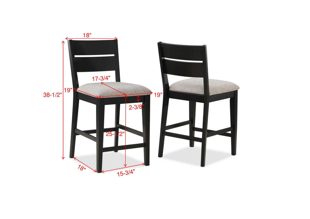 Mathis Black/Gray Counter Height Dining Set -  Crown Mark - Luna Furniture