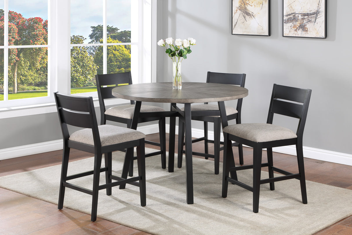 Mathis Black/Gray Counter Height Dining Set -  Crown Mark - Luna Furniture