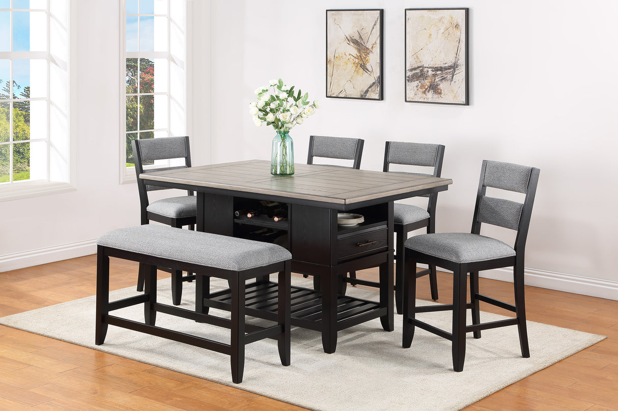 Frey Black/Gray Counter Height Dining Set -  Crown Mark - Luna Furniture