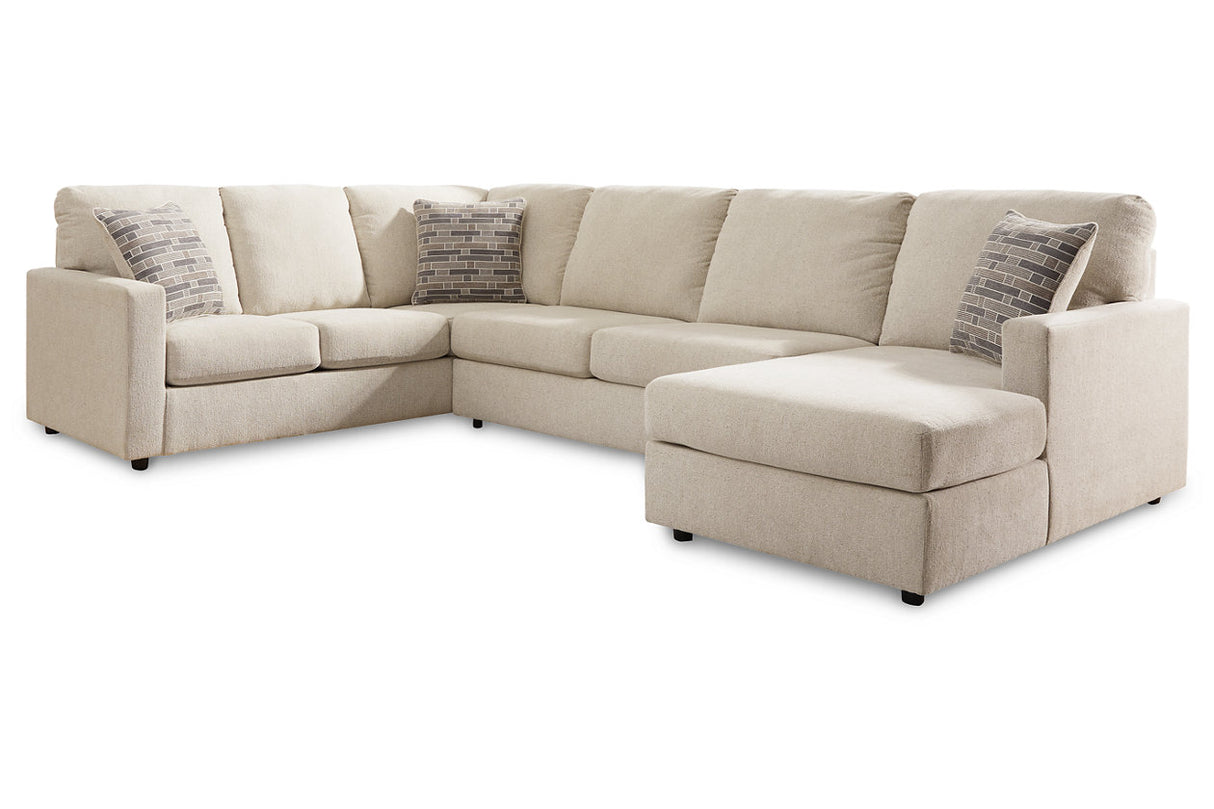 Edenfield Linen 3-Piece RAF Chaise Sectional -  Ashley - Luna Furniture