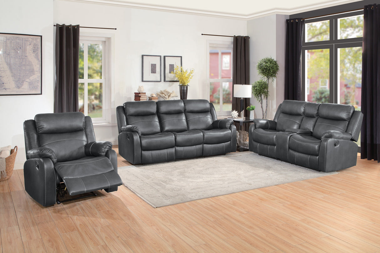 Yerba Gray Microfiber Double Lay Flat Reclining Loveseat from Homelegance - Luna Furniture