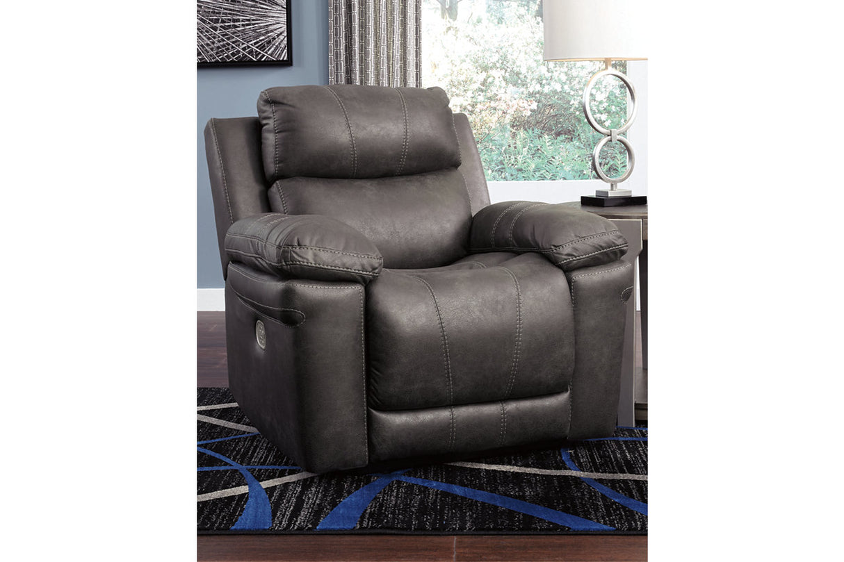 Erlangen Midnight Power Recliner from Ashley - Luna Furniture