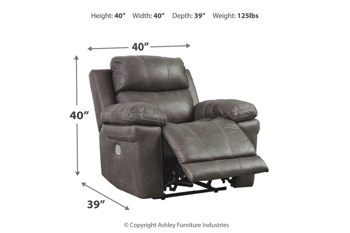 Erlangen Midnight Power Recliner from Ashley - Luna Furniture