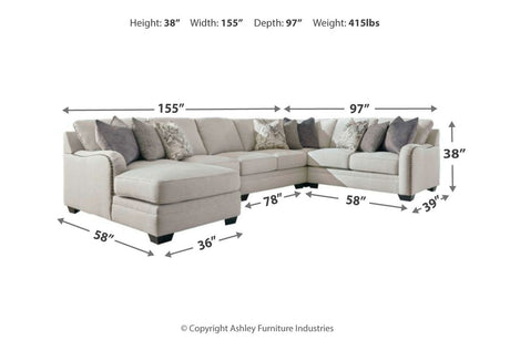 Dellara Chalk 5-Piece LAF Chaise Sectional from Ashley - Luna Furniture