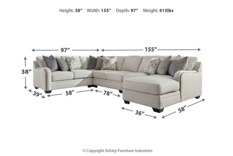 Dellara Chalk 5-Piece RAF Chaise Sectional from Ashley - Luna Furniture