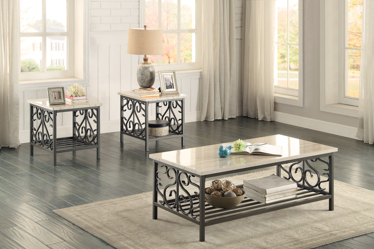 Fairhope Faux Marble-Top 3-Piece Occasional Table Set from Homelegance - Luna Furniture