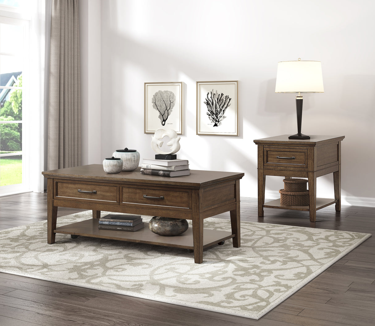 Whitley Walnut Cocktail Table from Homelegance - Luna Furniture