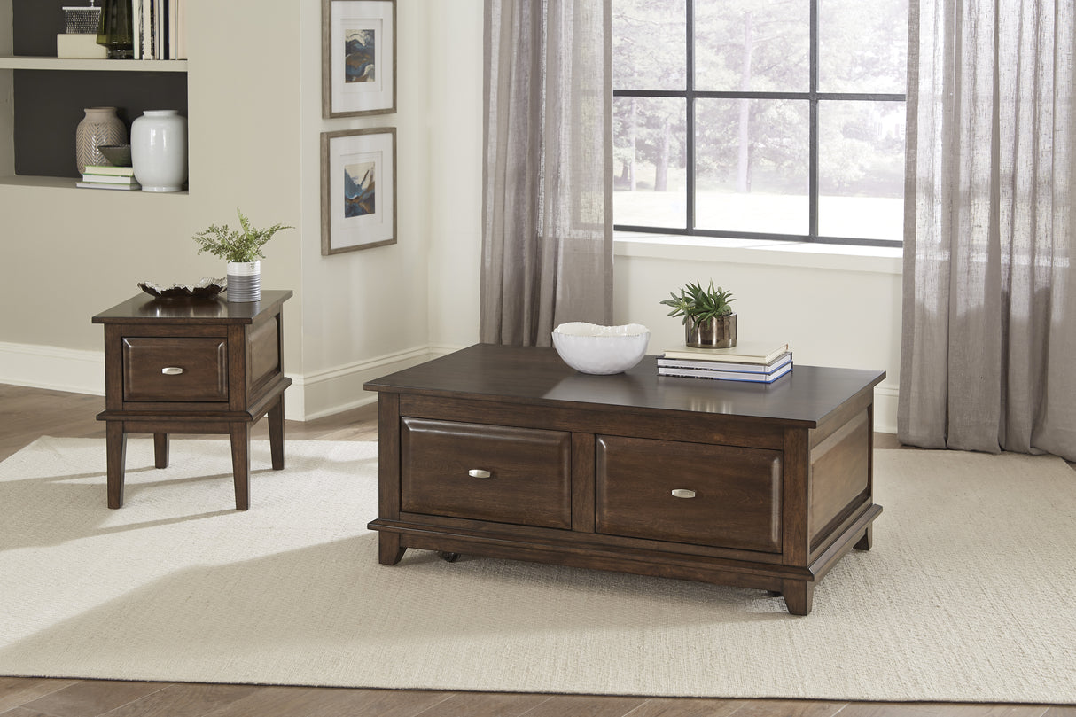 Minot Brown Cherry Lift Top Cocktail Table from Homelegance - Luna Furniture