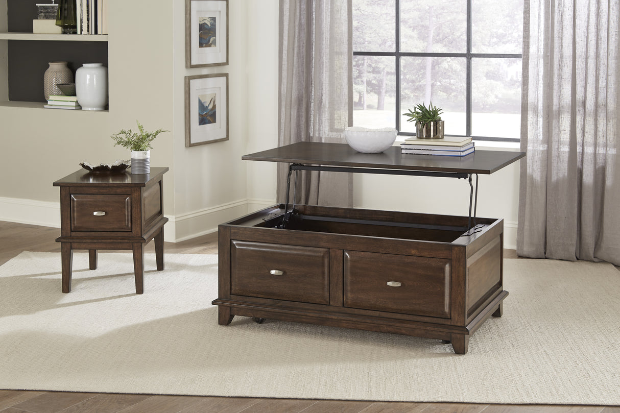 Minot Brown Cherry Lift Top Cocktail Table from Homelegance - Luna Furniture