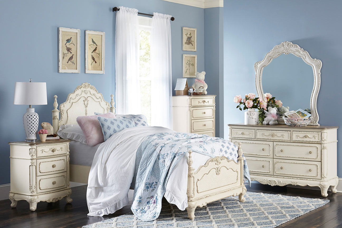 Cinderella Antique White Poster Youth Bedroom Set from Homelegance - Luna Furniture