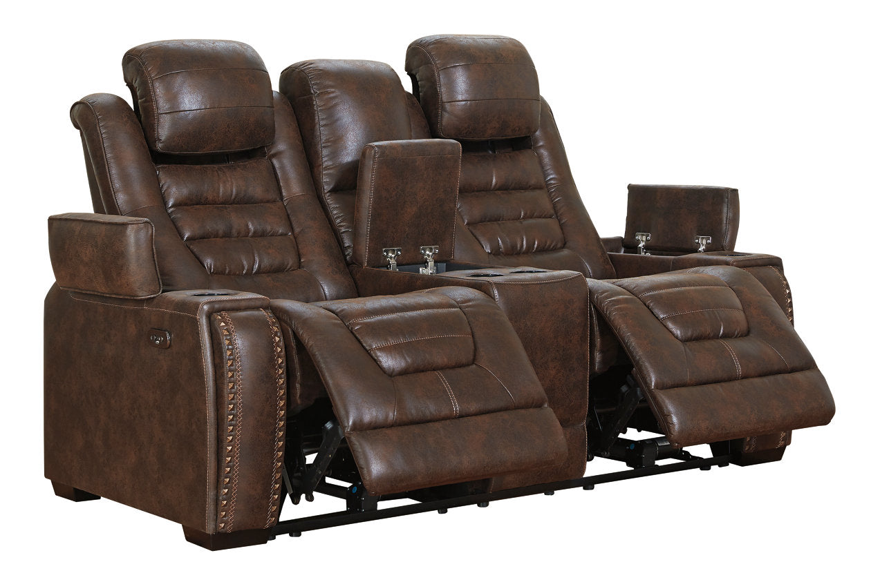 Game Zone Bark Power Reclining Loveseat with Console from Ashley - Luna Furniture