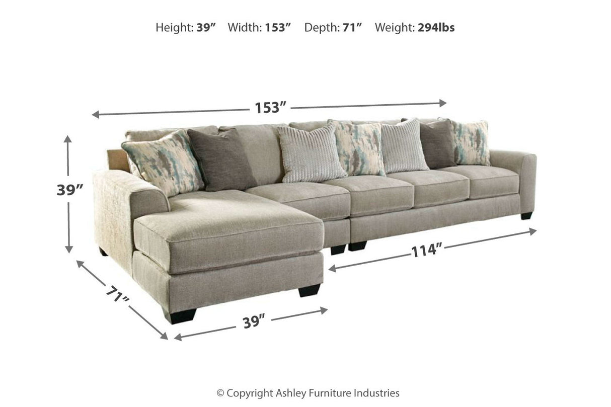 Ardsley Pewter 3-Piece Large LAF Chaise Sectional -  Ashley - Luna Furniture