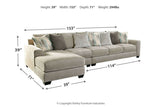 Ardsley Pewter 3-Piece Large LAF Chaise Sectional -  Ashley - Luna Furniture