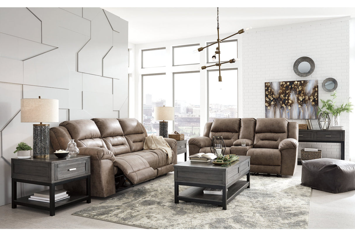 Stoneland Fossil Reclining Loveseat with Console from Ashley - Luna Furniture