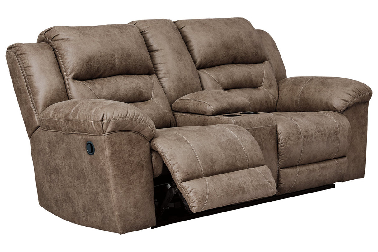 Stoneland Fossil Reclining Loveseat with Console from Ashley - Luna Furniture