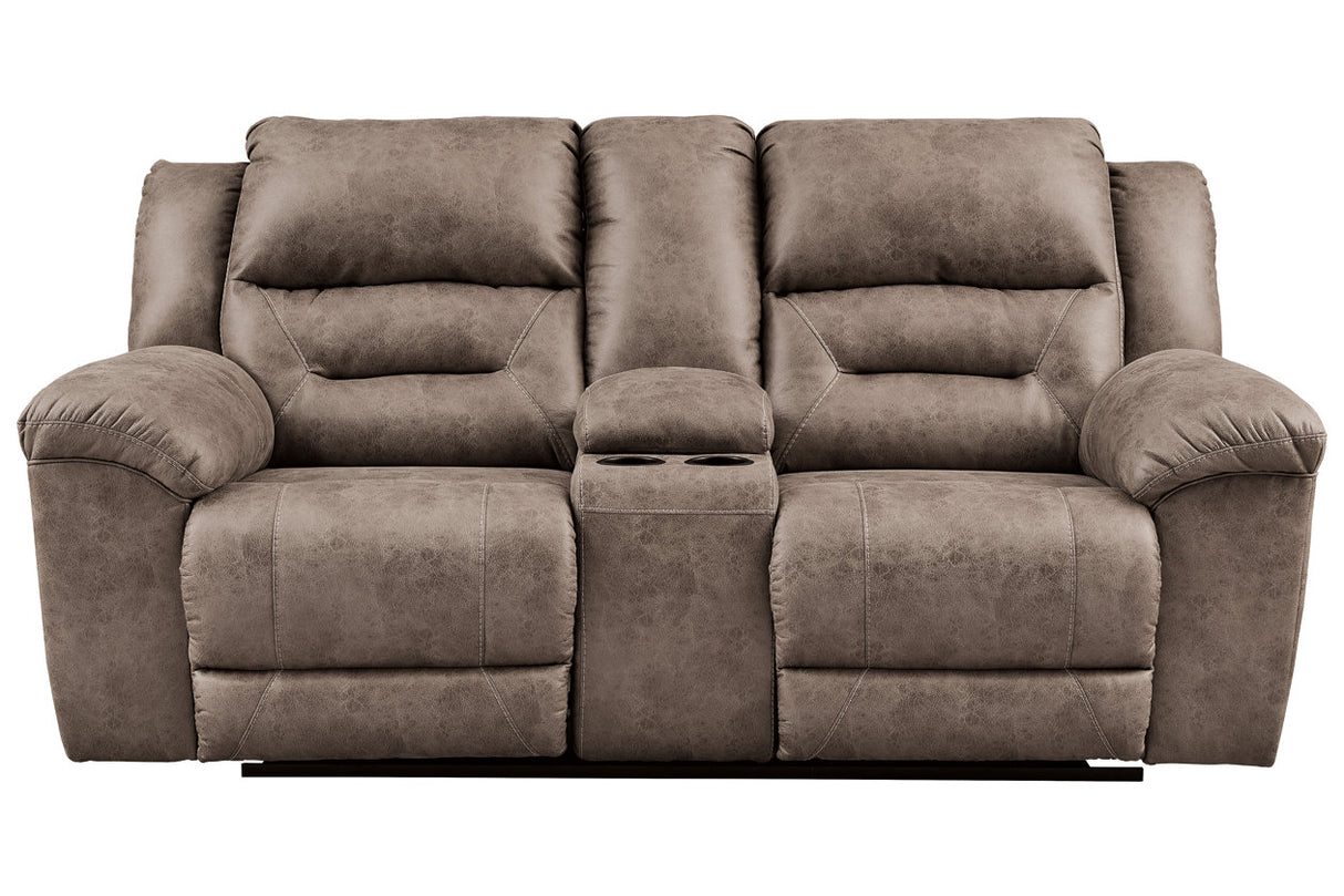 Stoneland Fossil Reclining Loveseat with Console from Ashley - Luna Furniture