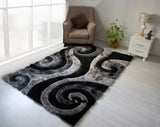 3D Shaggy GRAY Area Rug - 3D555 - 3D555-GRY-57 - Luna Furniture