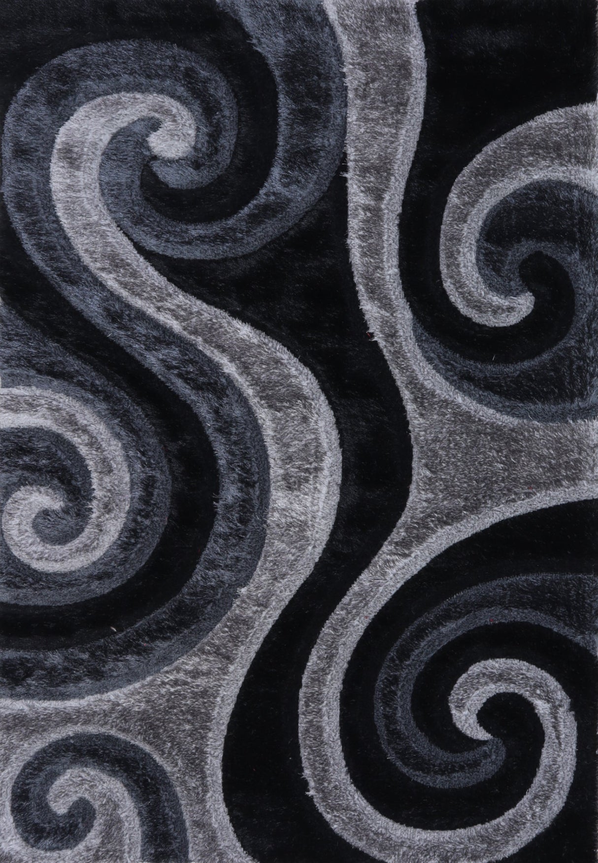 3D Shaggy GRAY Area Rug - 3D555 - 3D555-GRY-57 - Luna Furniture