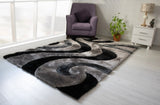 3D Shaggy GRAY-BLACK Area Rug - 3D444 - 3D444-GRY-BLC-57 - Luna Furniture