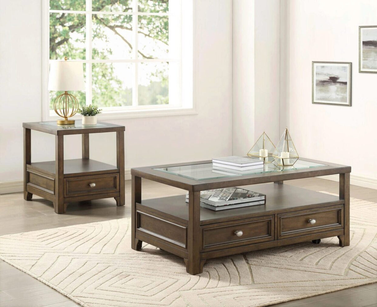 Auburn Transitional Charcoal Brown Wood Cocktail Table -  Homelegance - Luna Furniture