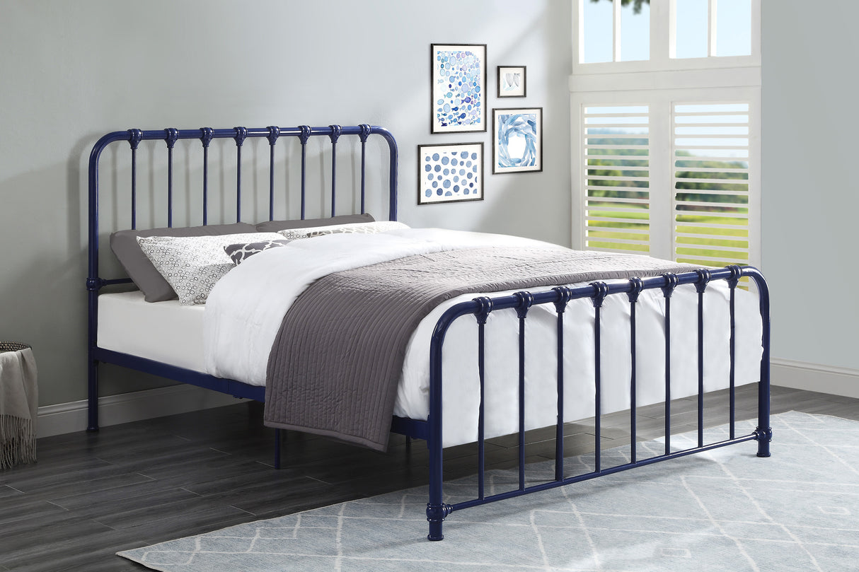 Bethany Blue Full Metal Platform Bed - Luna Furniture