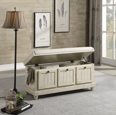 Woodwell Antique White Lift Top Storage Bench from Homelegance - Luna Furniture