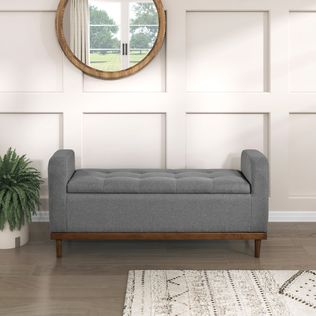 Brigitte Gray Lift Top Storage Bench from Homelegance - Luna Furniture