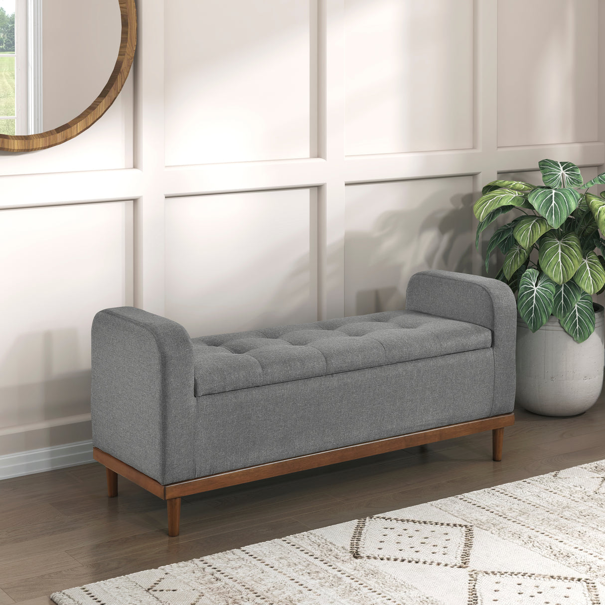 Brigitte Gray Lift Top Storage Bench from Homelegance - Luna Furniture