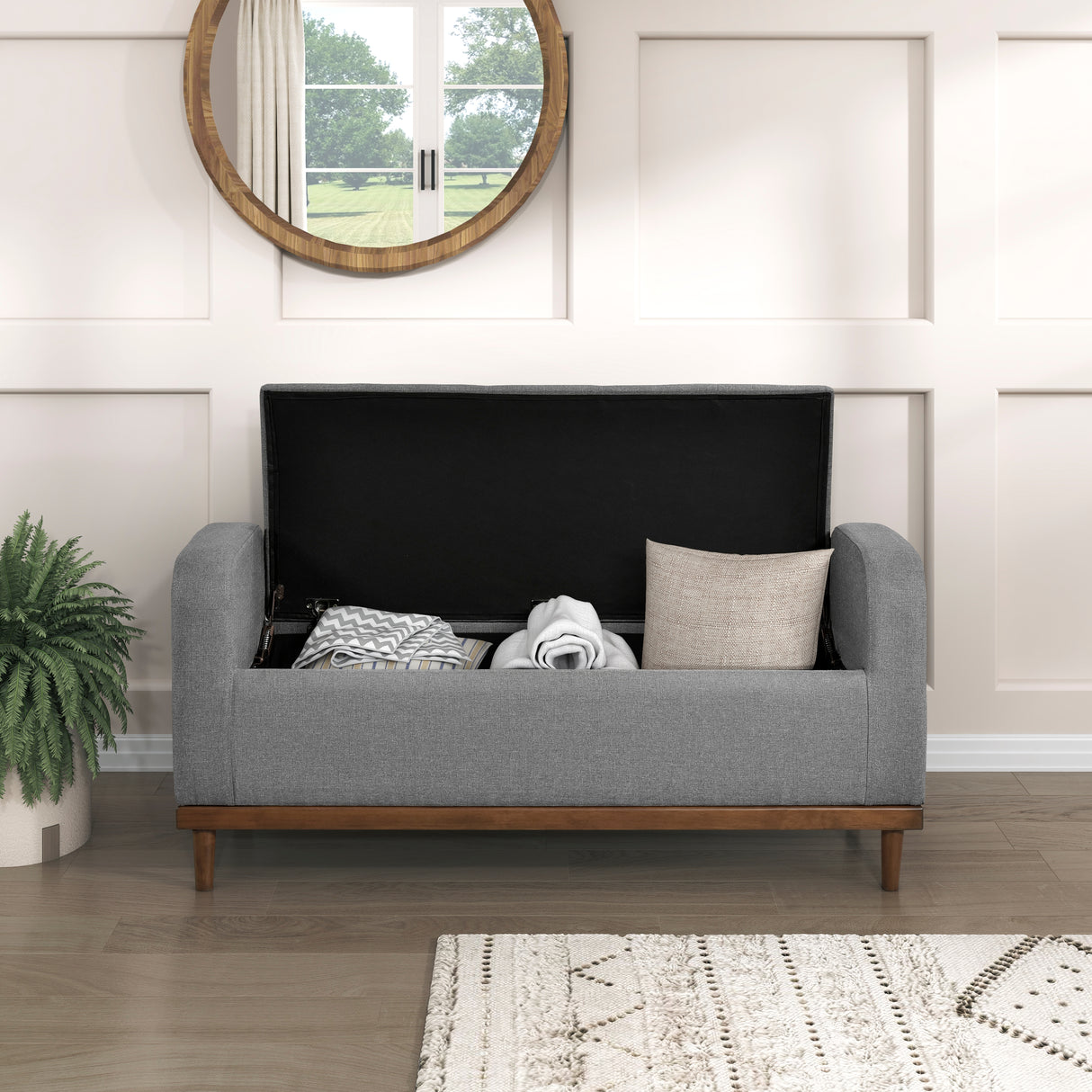 Brigitte Gray Lift Top Storage Bench from Homelegance - Luna Furniture