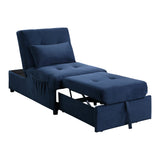 Garrell Blue Velvet Lift Top Storage Bench with Pull-out Bed from Homelegance - Luna Furniture