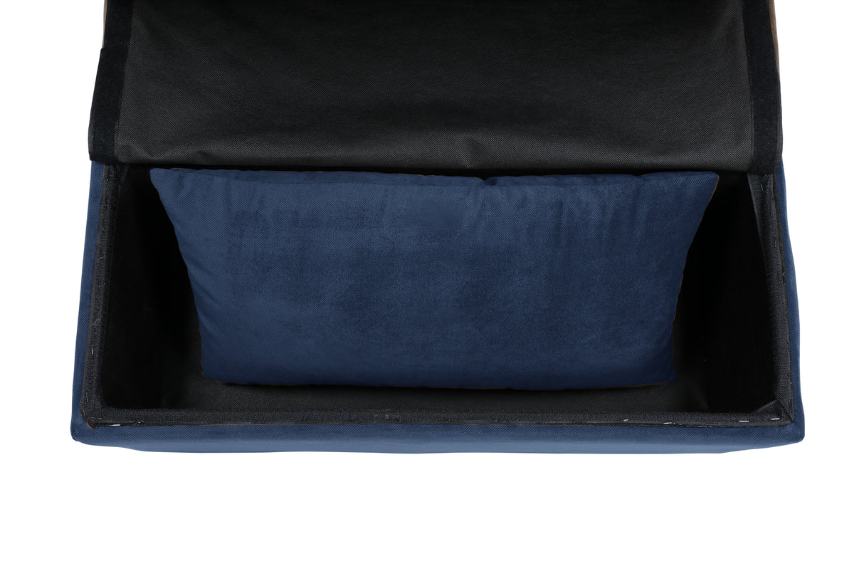 Garrell Blue Velvet Lift Top Storage Bench with Pull-out Bed from Homelegance - Luna Furniture