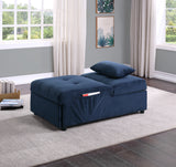 Garrell Blue Velvet Lift Top Storage Bench with Pull-out Bed from Homelegance - Luna Furniture