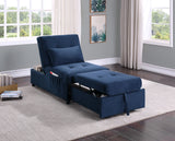 Garrell Blue Velvet Lift Top Storage Bench with Pull-out Bed from Homelegance - Luna Furniture