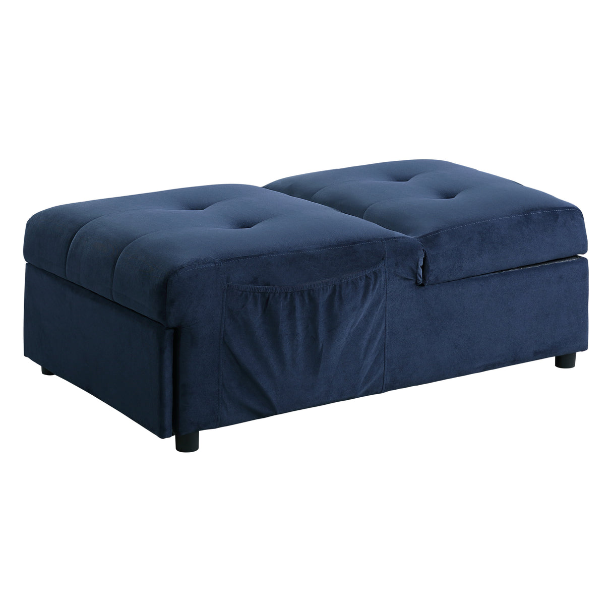 Garrell Blue Velvet Lift Top Storage Bench with Pull-out Bed from Homelegance - Luna Furniture