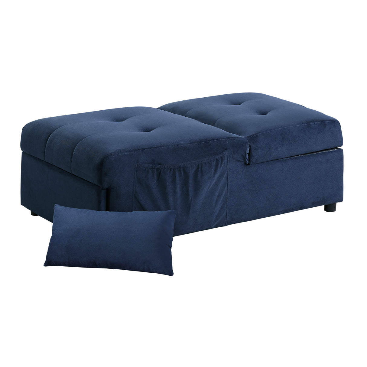 Garrell Blue Velvet Lift Top Storage Bench with Pull-out Bed from Homelegance - Luna Furniture