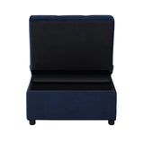 Garrell Blue Velvet Lift Top Storage Bench with Pull-out Bed from Homelegance - Luna Furniture