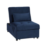 Garrell Blue Velvet Lift Top Storage Bench with Pull-out Bed from Homelegance - Luna Furniture