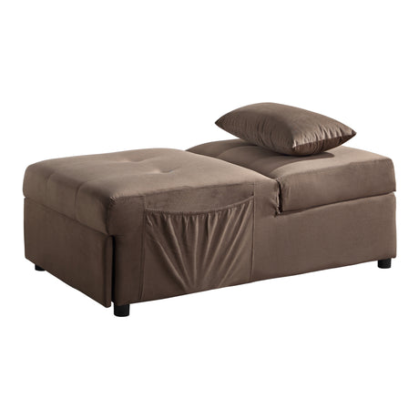 Garrell Brown Velvet Lift Top Storage Bench with Pull-out Bed from Homelegance - Luna Furniture