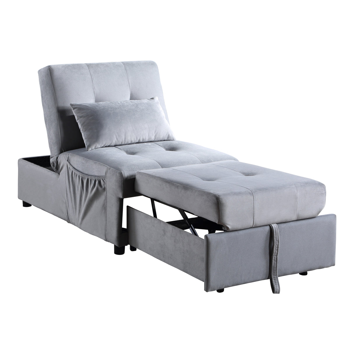 Garrell Gray Velvet Lift Top Storage Bench with Pull-out Bed from Homelegance - Luna Furniture