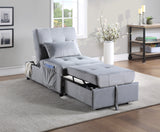 Garrell Gray Velvet Lift Top Storage Bench with Pull-out Bed from Homelegance - Luna Furniture