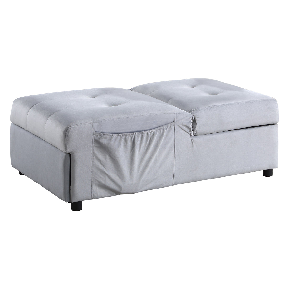 Garrell Gray Velvet Lift Top Storage Bench with Pull-out Bed from Homelegance - Luna Furniture