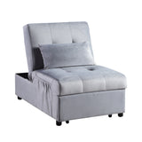 Garrell Gray Velvet Lift Top Storage Bench with Pull-out Bed from Homelegance - Luna Furniture