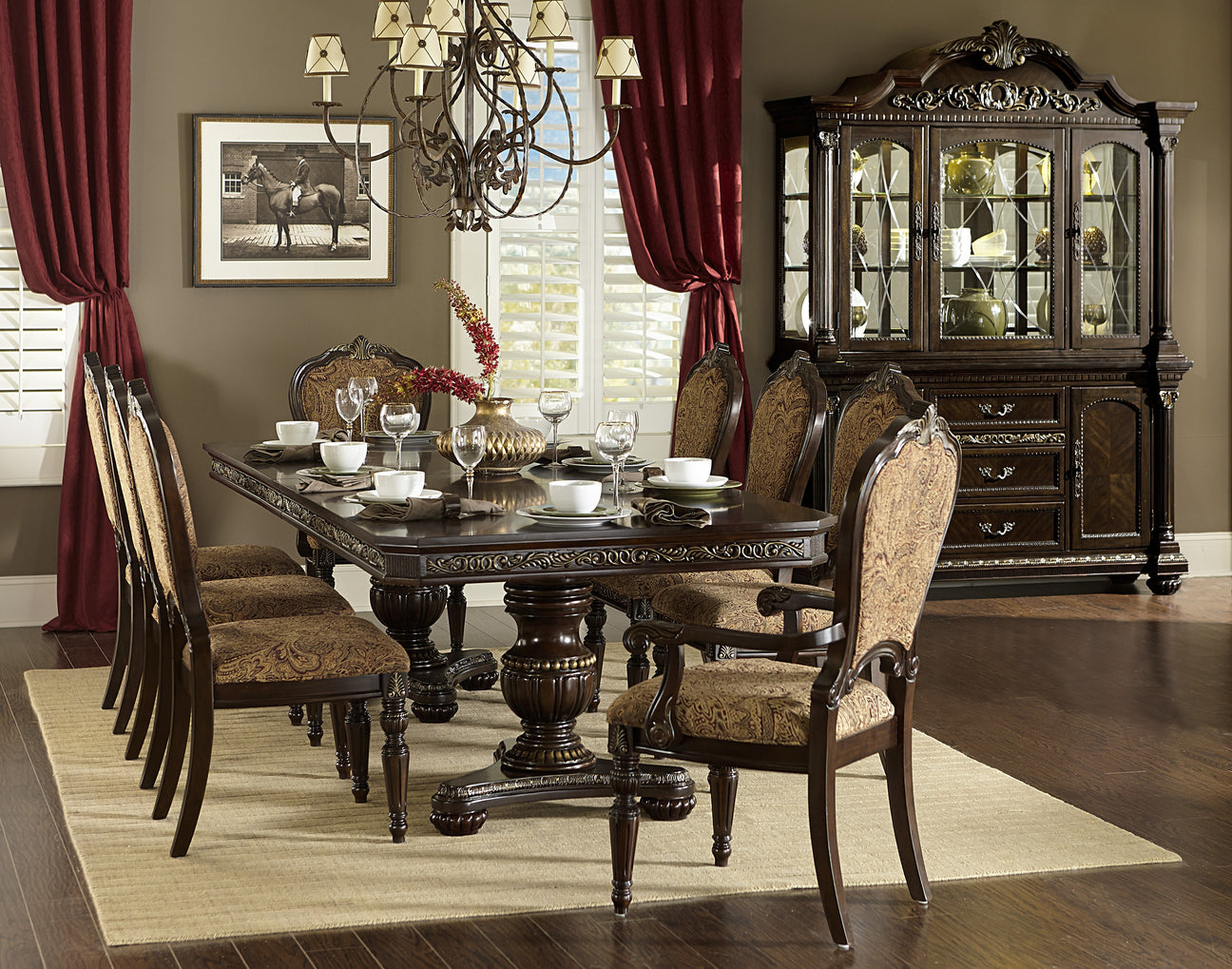 Russian Hill Warm Cherry Extendable Dining Set from Homelegance - Luna Furniture