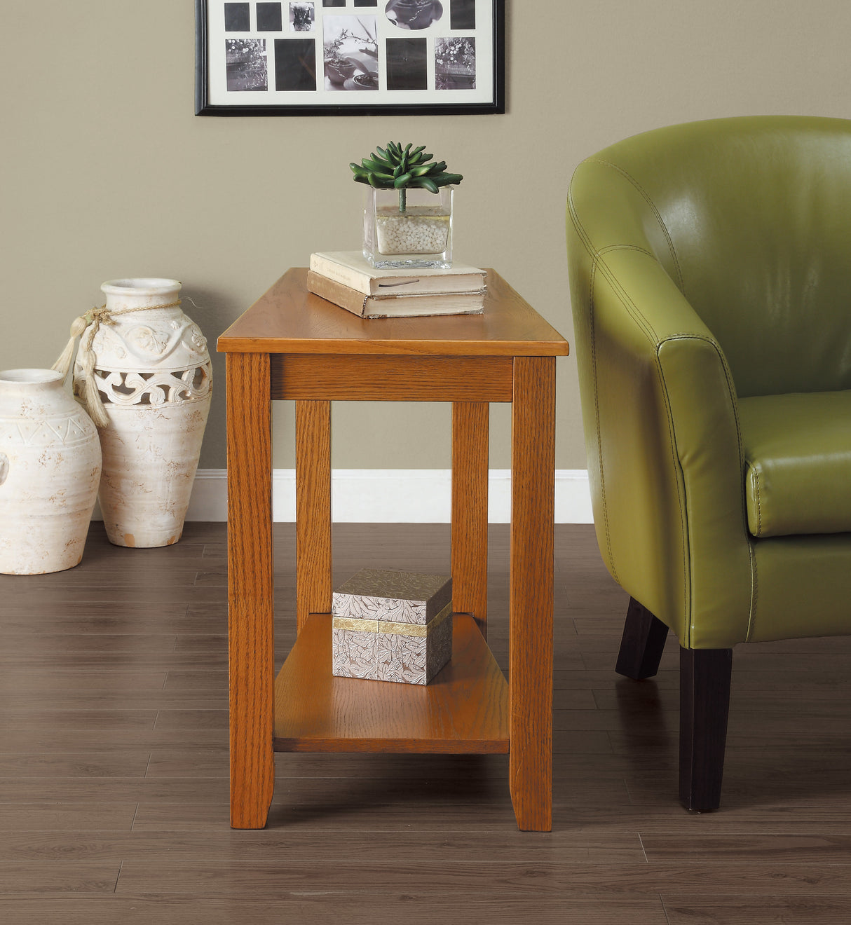 Elwell Oak Chairside Table from Homelegance - Luna Furniture