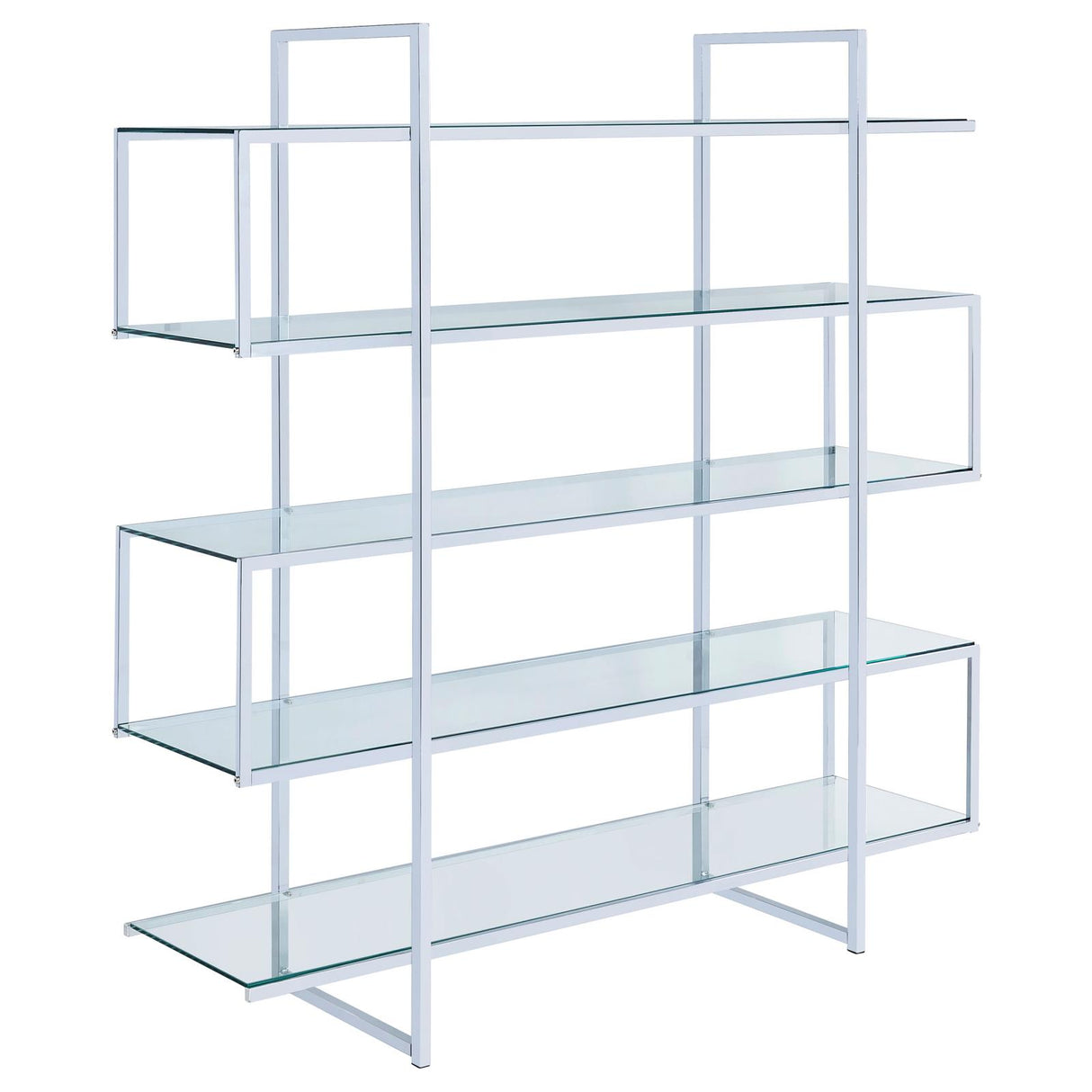 Elmer Clear/Chrome 5-Shelf Bookcase from Coaster - Luna Furniture