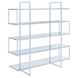 Elmer Clear/Chrome 5-Shelf Bookcase from Coaster - Luna Furniture