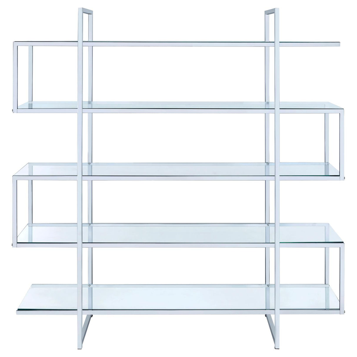 Elmer Clear/Chrome 5-Shelf Bookcase from Coaster - Luna Furniture