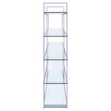 Elmer Clear/Chrome 5-Shelf Bookcase from Coaster - Luna Furniture