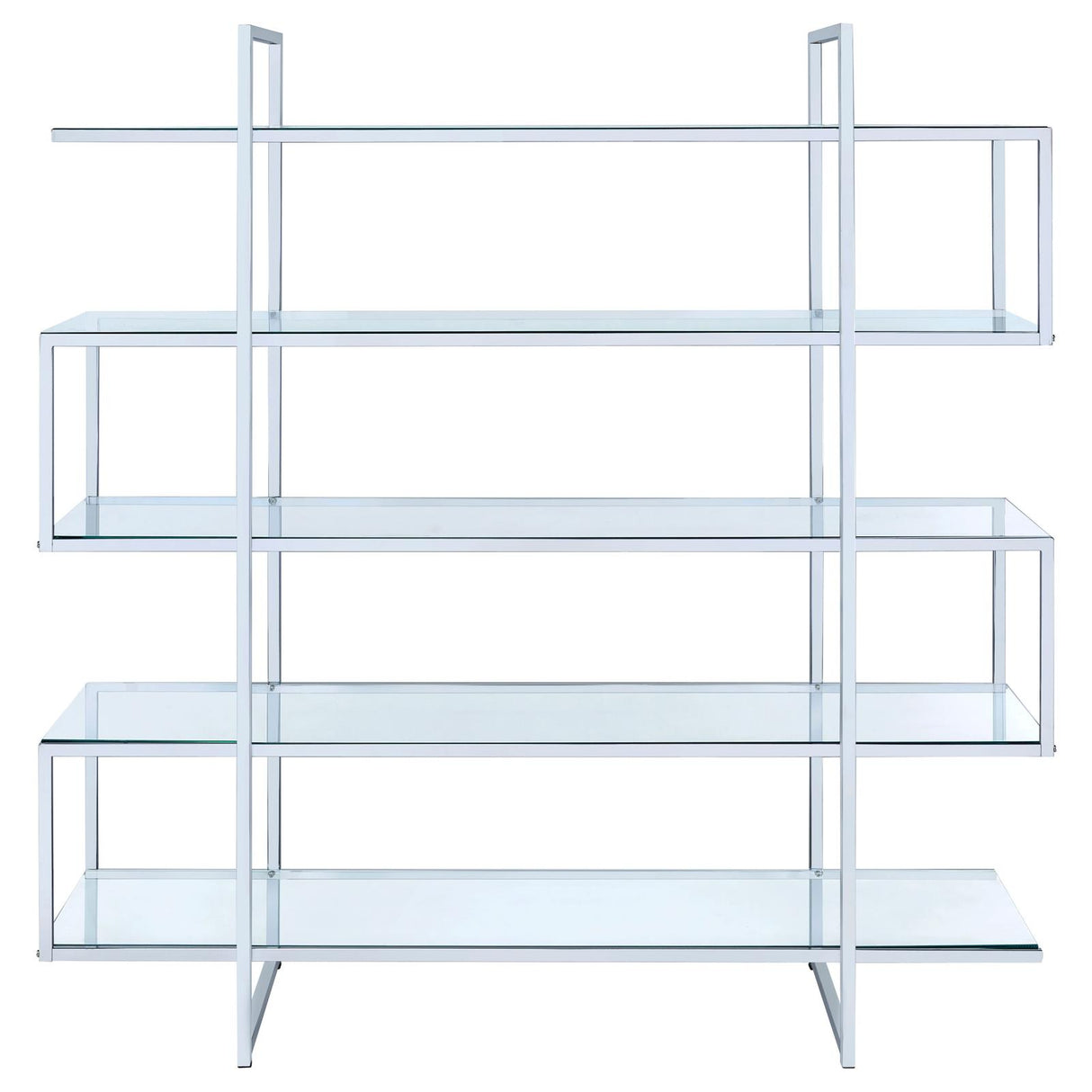 Elmer Clear/Chrome 5-Shelf Bookcase from Coaster - Luna Furniture